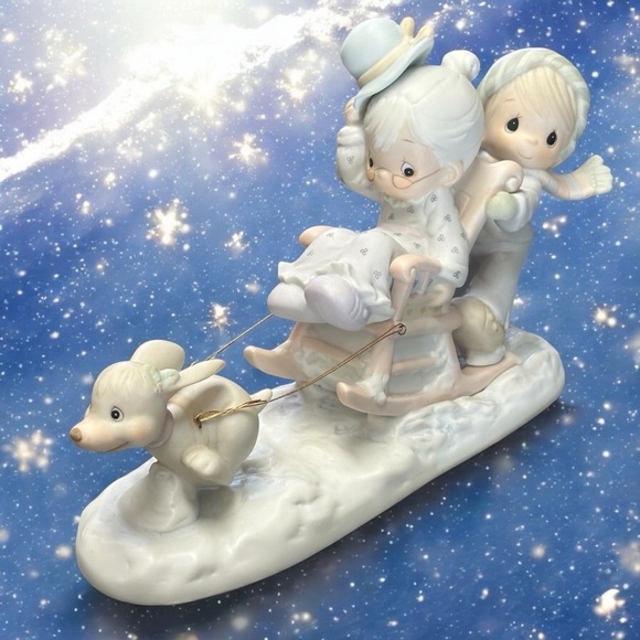 Precious Moments Vintage “Oh What Fun it is to Ride” Ceramic Holiday Figurine - Picture 1 of 9